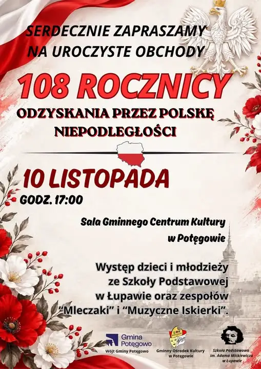 Potęgowo: 10 listopada obchody 108. rocznicy odzyskania niepodległości