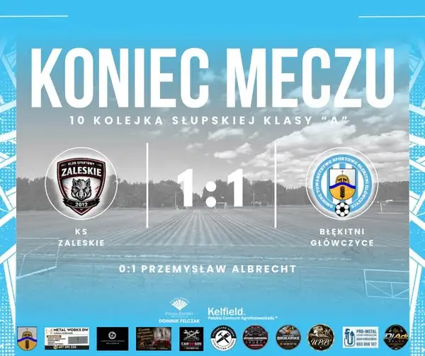 Remis Błękitnych Główczyce z KS Zaleskie w Słupskiej Klasie A