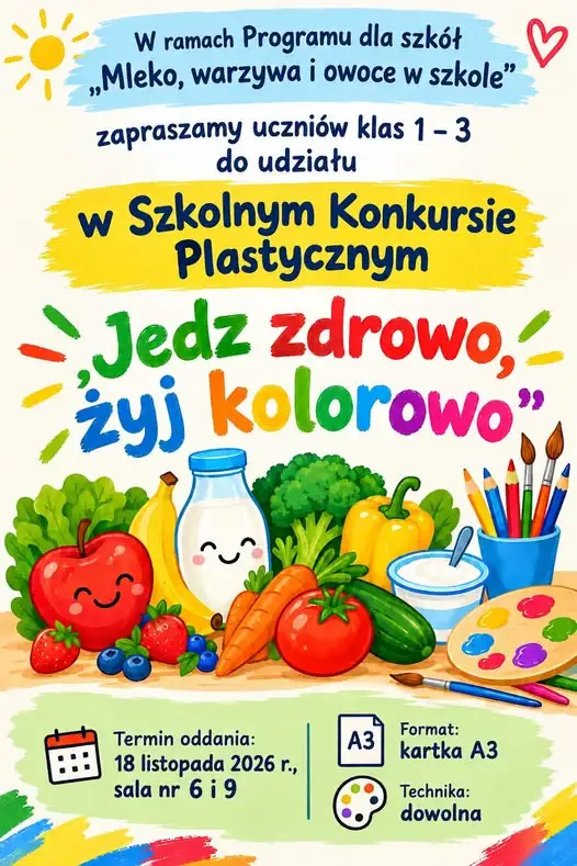 Konkurs plastyczny „Jedz zdrowo” w Szkole Podstawowej nr 3 w Słupsku