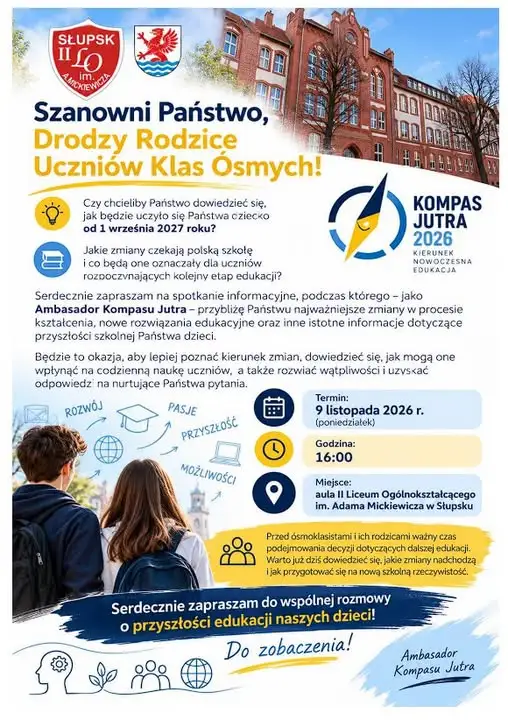 Słupsk: II LO zaprasza rodziców ósmoklasistów na spotkanie o reformie edukacji
